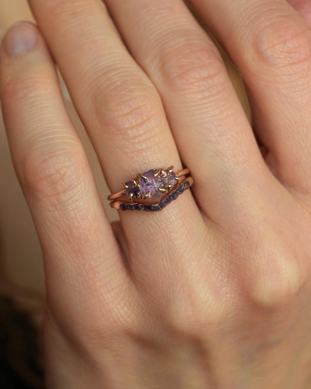 Raw Amethyst Wave Ring