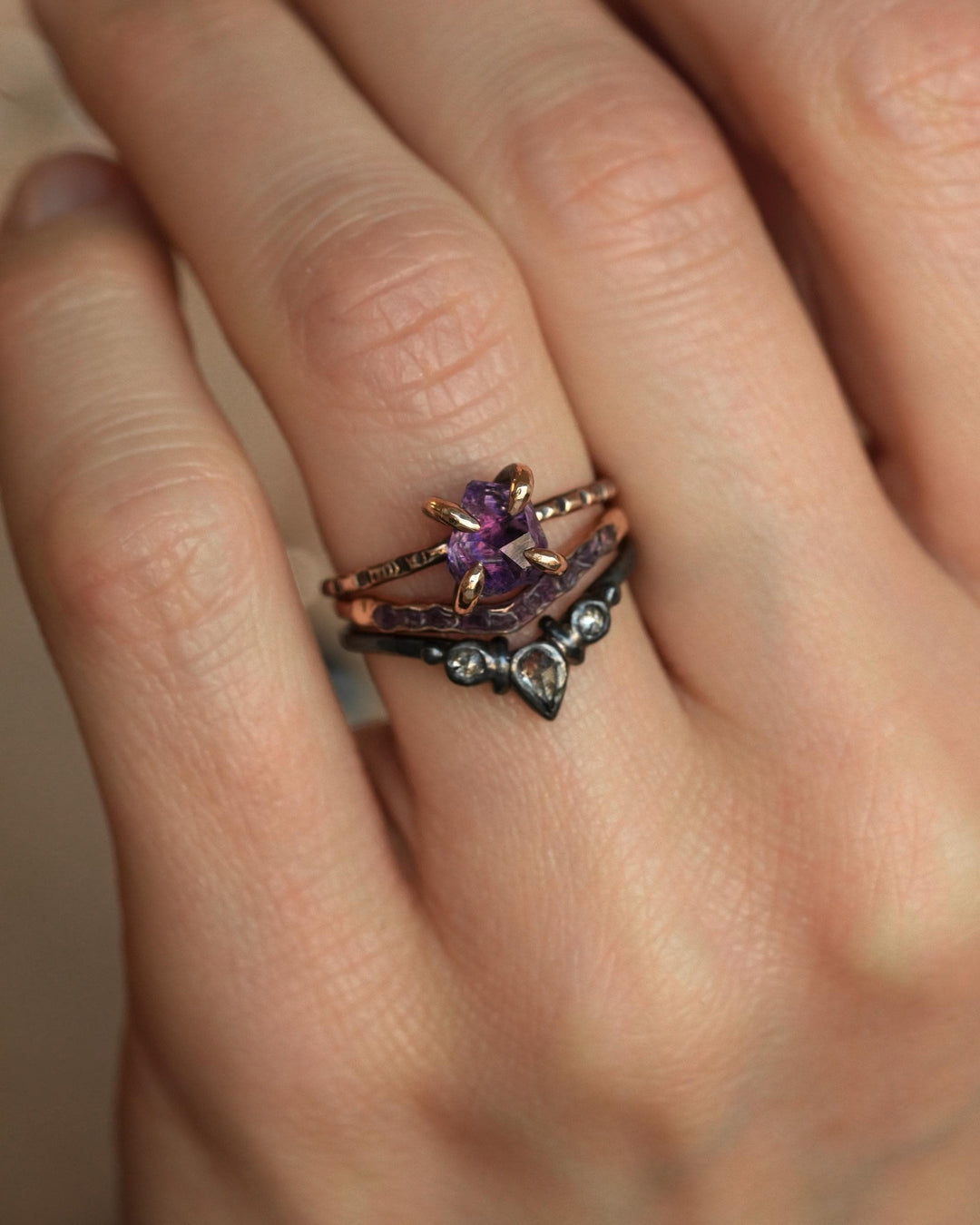 Raw Amethyst Wave Ring