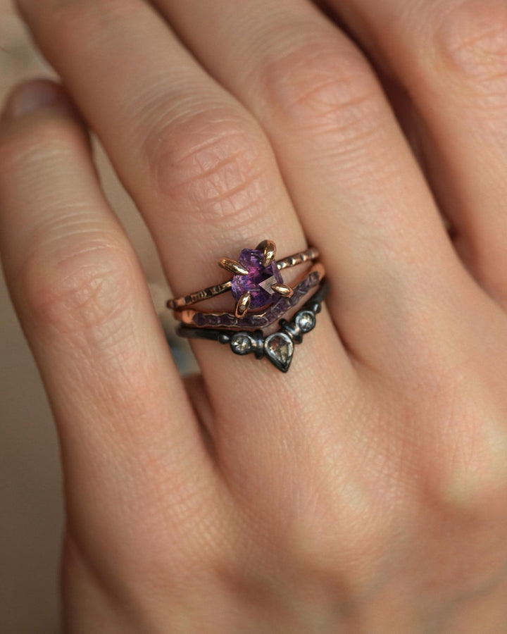 Raw Amethyst Wave Ring