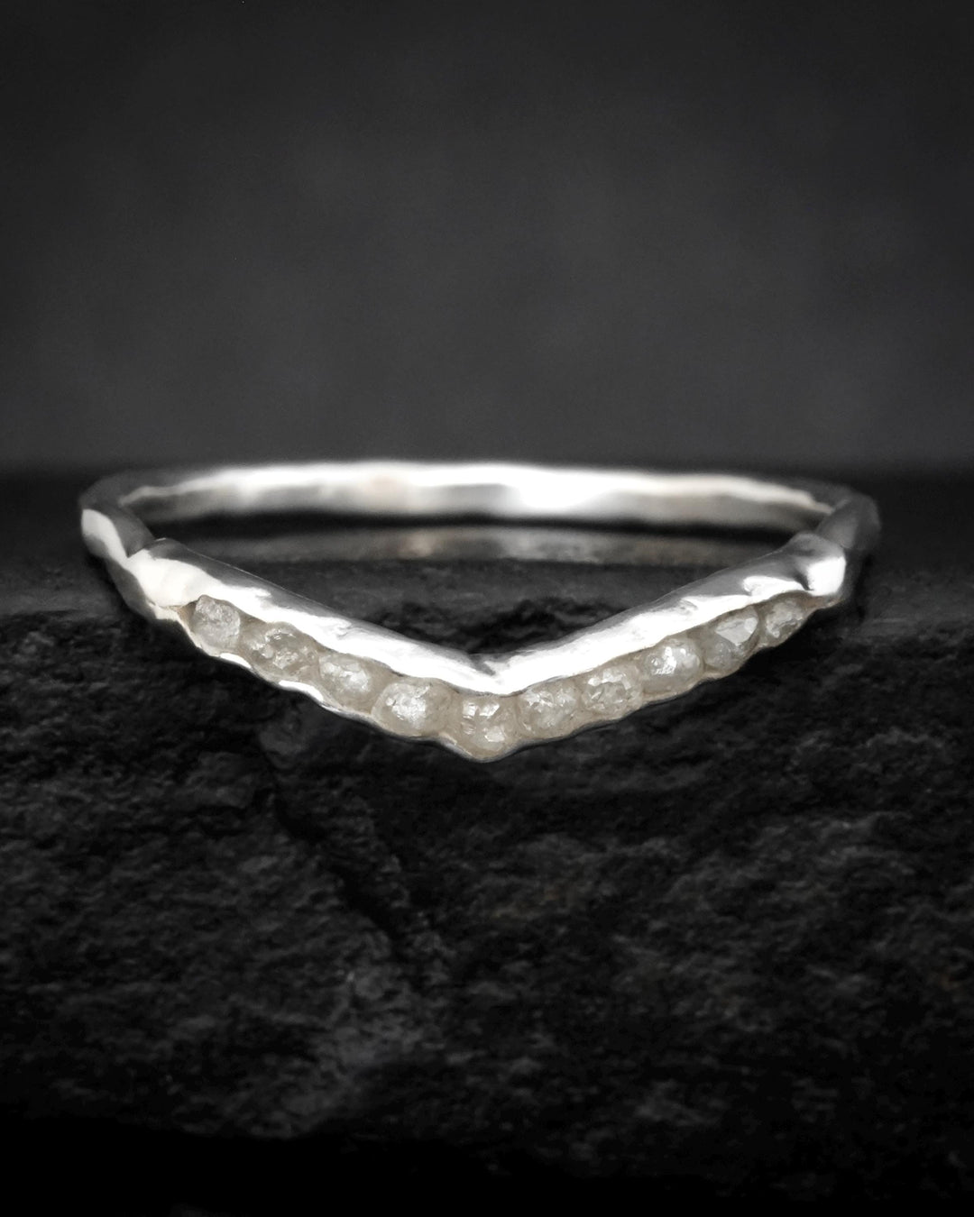 Raw White Diamond Wave Ring