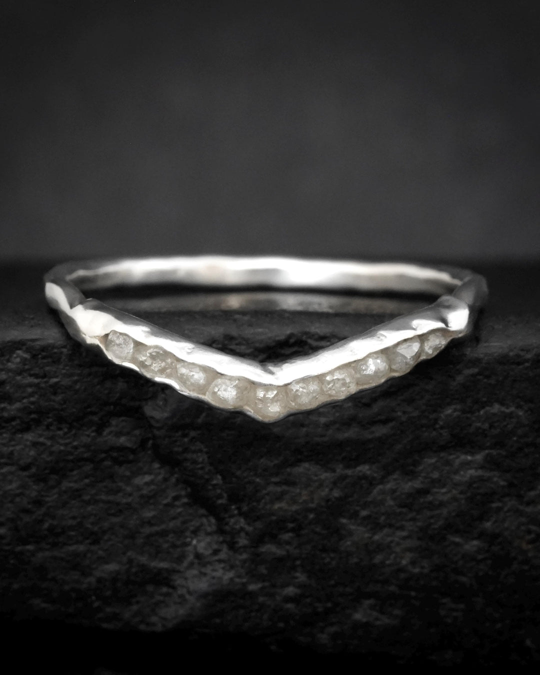 Raw White Diamond Wave Ring