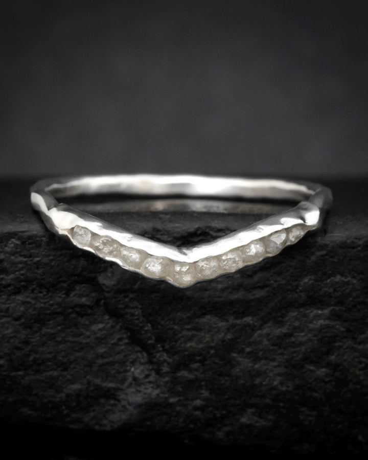 Raw White Diamond Wave Ring