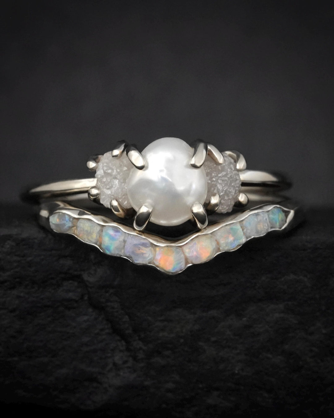 Raw Australian Opal Wave Ring