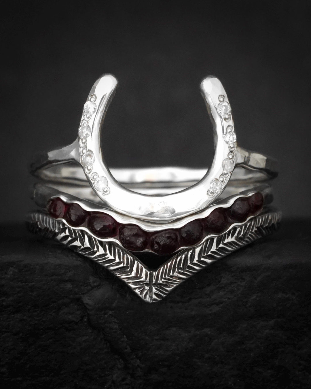 Raw Czech Garnet Wave Ring