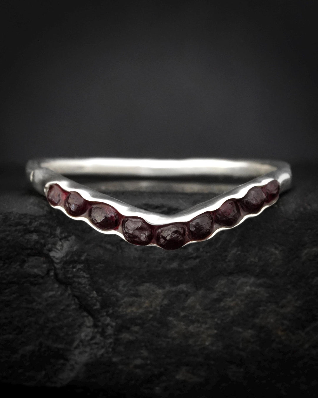 Raw Czech Garnet Wave Ring