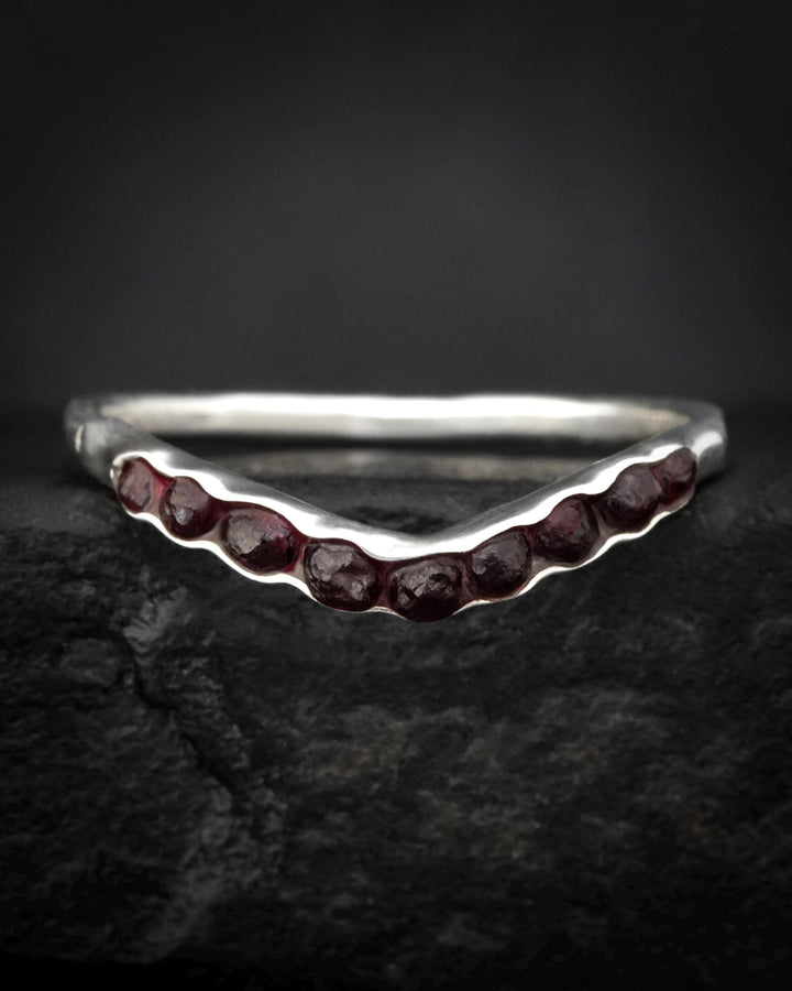 Raw Czech Garnet Wave Ring