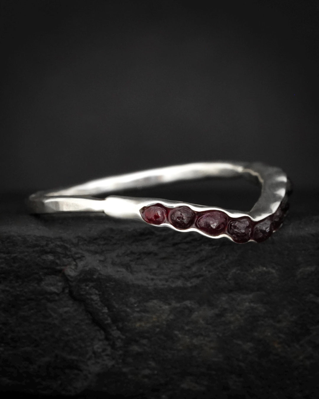 Raw Czech Garnet Wave Ring