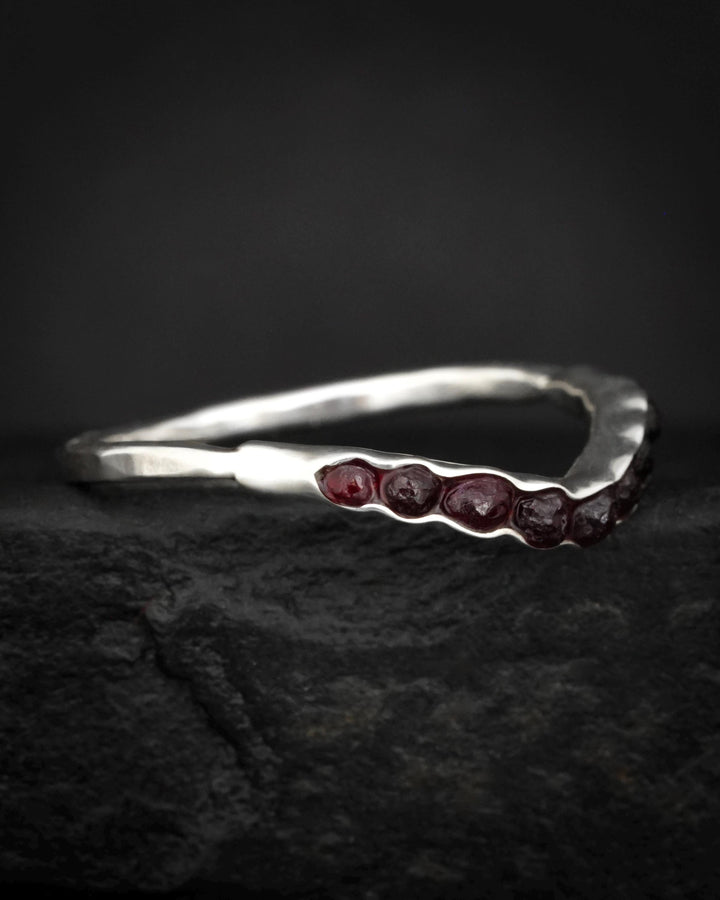 Raw Czech Garnet Wave Ring