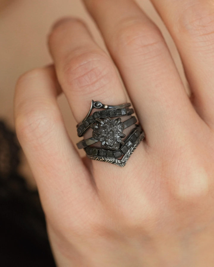 Black Diamond Wave Ring