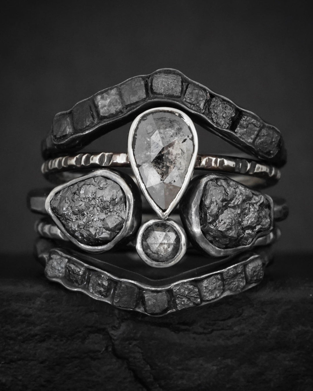 Black Diamond Wave Ring