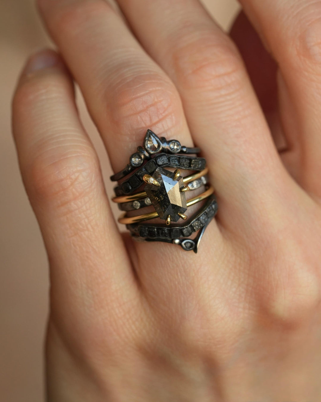 Black Diamond Wave Ring