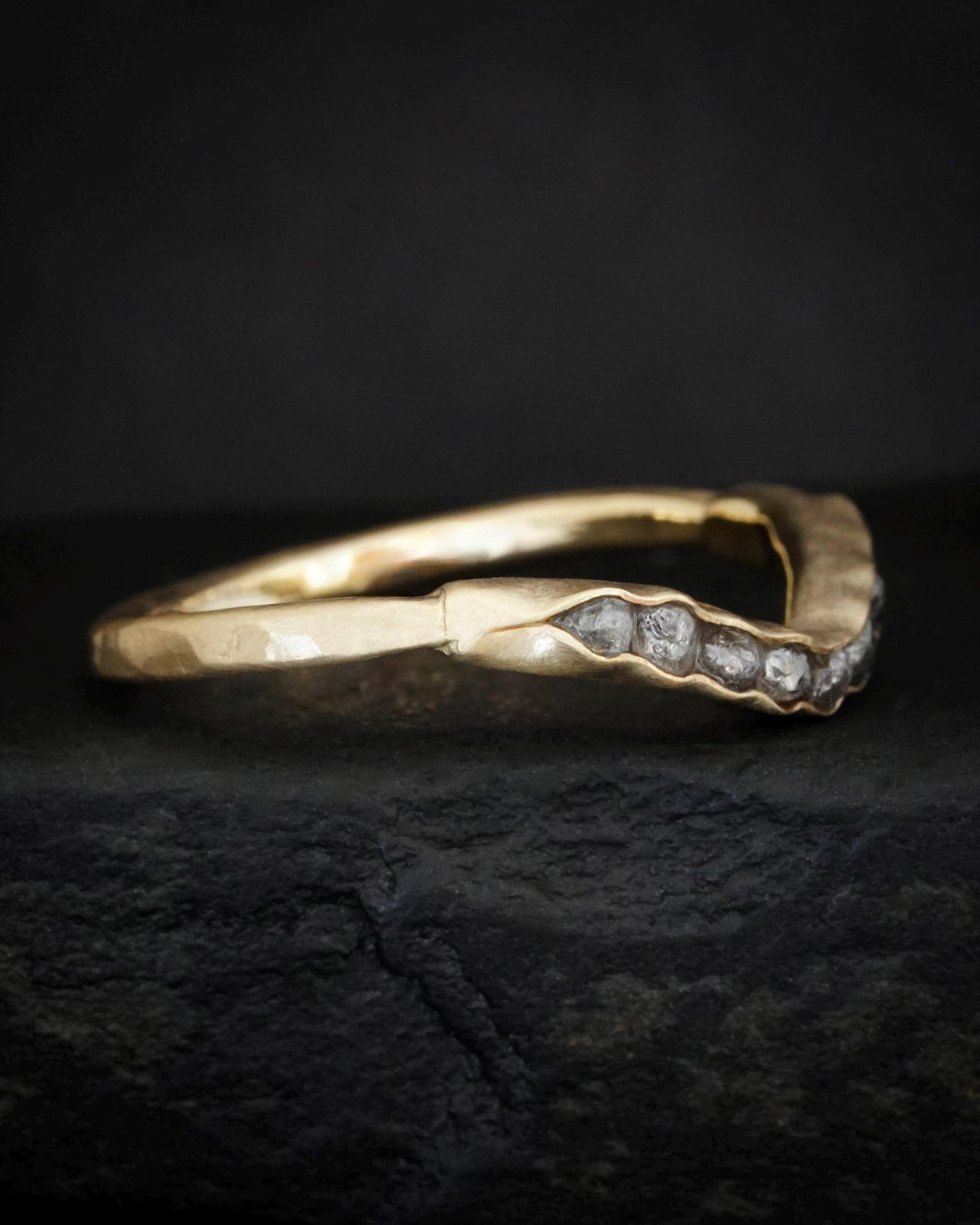 Raw Grey Diamond Wave Ring