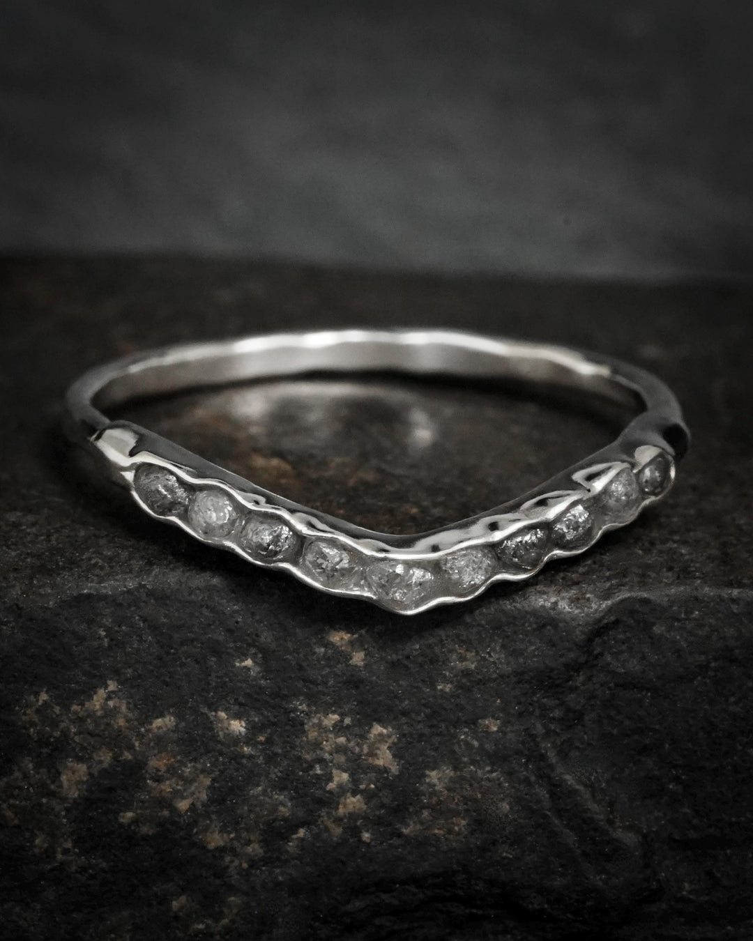 Raw Grey Diamond Wave Ring