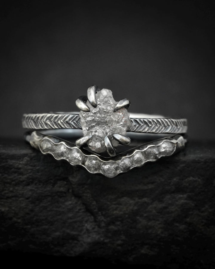 Raw Grey Diamond Wave Ring