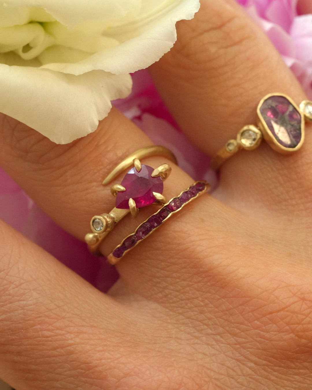 Slim Raw Ruby Wedding Band
