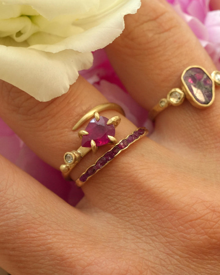 Slim Raw Ruby Wedding Band