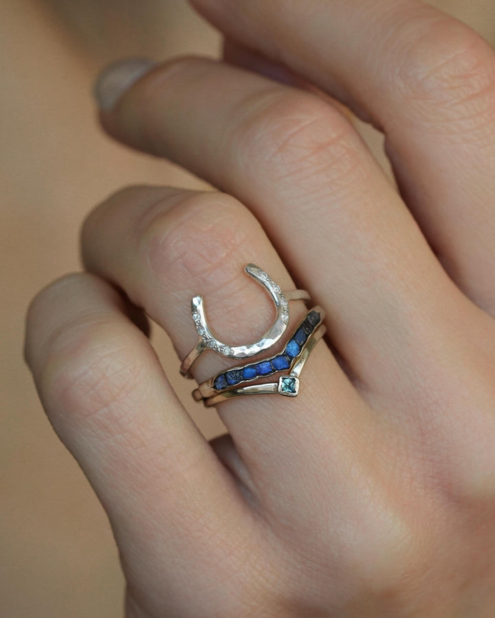 Rainbow Moonstone Wave Ring