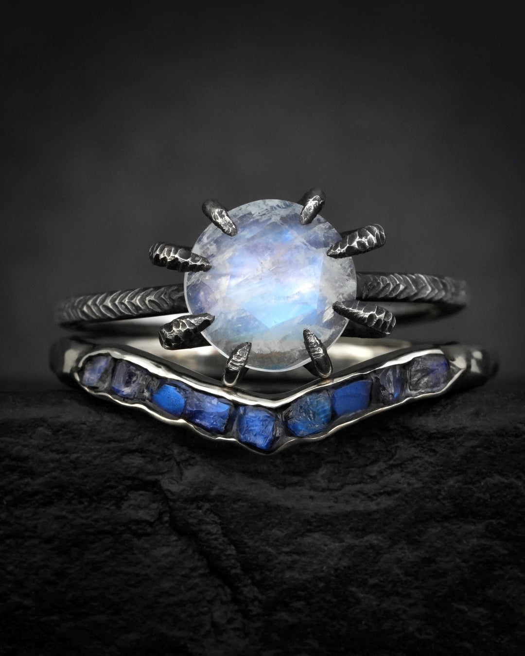 Rainbow Moonstone Wave Ring
