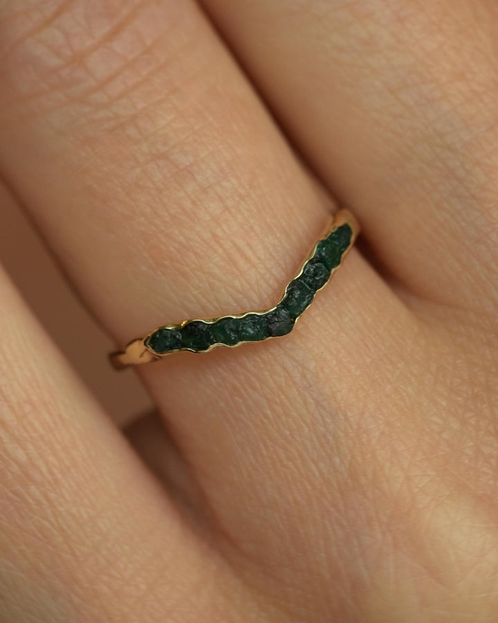 Raw Emerald Wave Ring