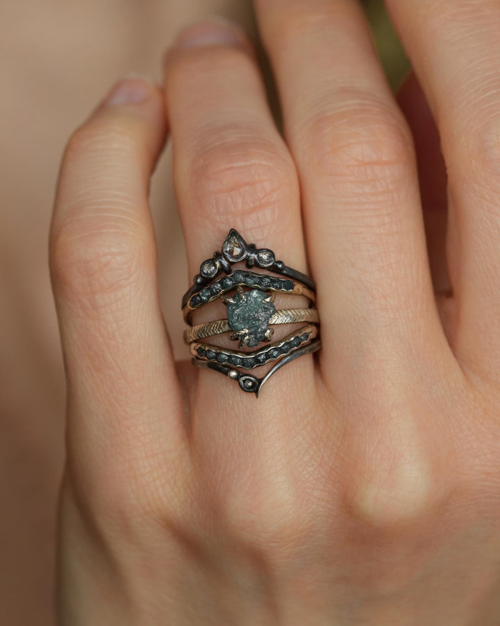 Raw Blue Diamond Wave Ring
