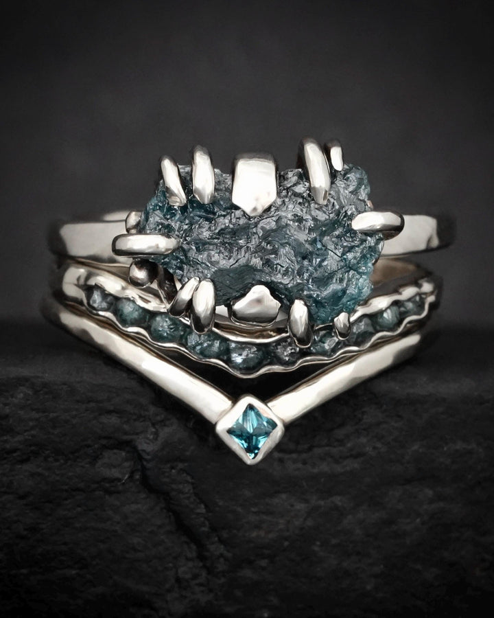 Raw Blue Diamond Wave Ring