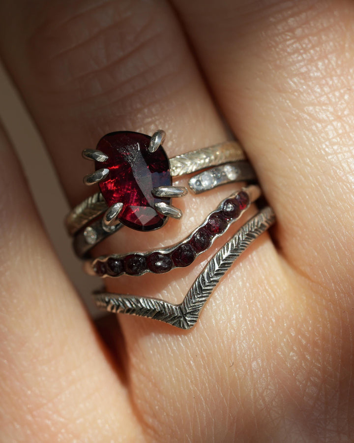 Raw Czech Garnet Wave Ring
