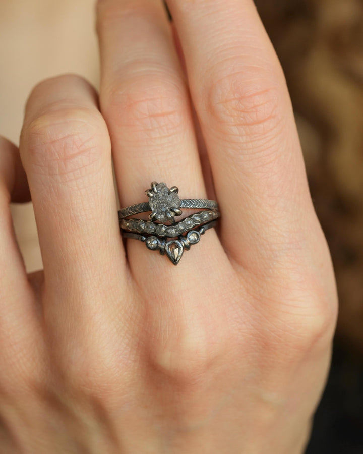 Raw Grey Diamond Wave Ring