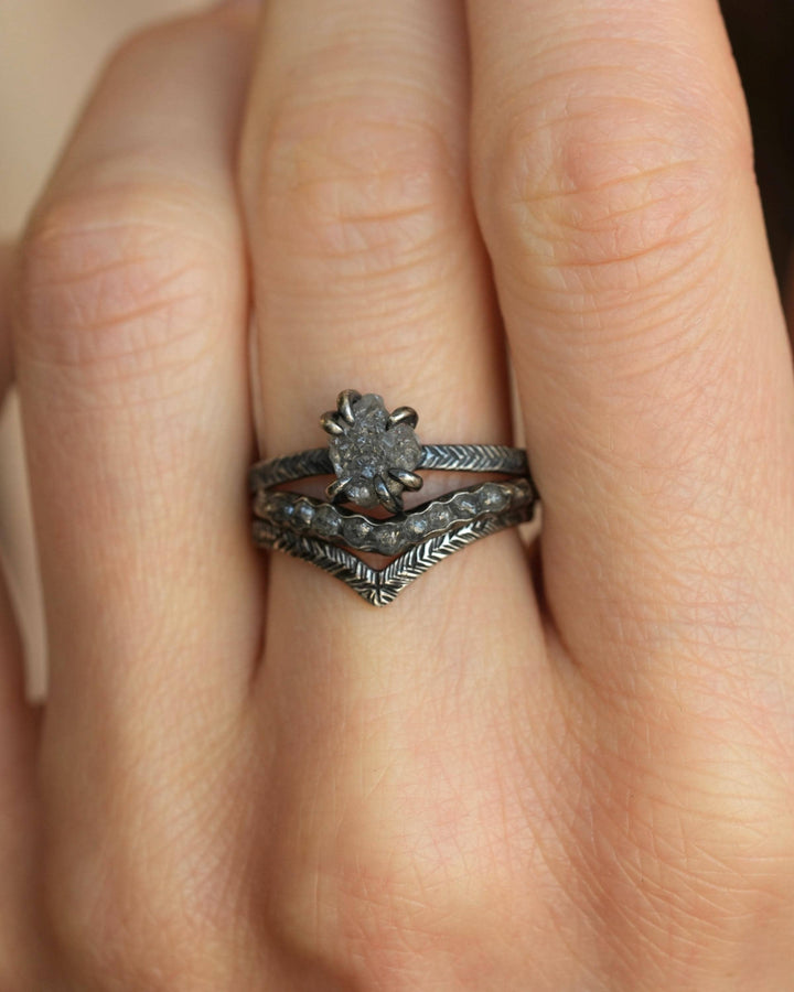 Raw Grey Diamond Wave Ring