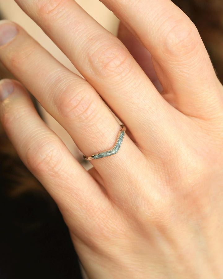 Unique Raw Aquamarine Wave Ring