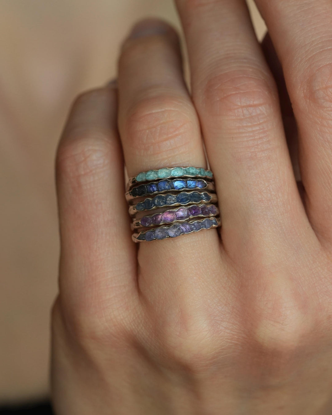 Raw Rainbow Moonstone Ring
