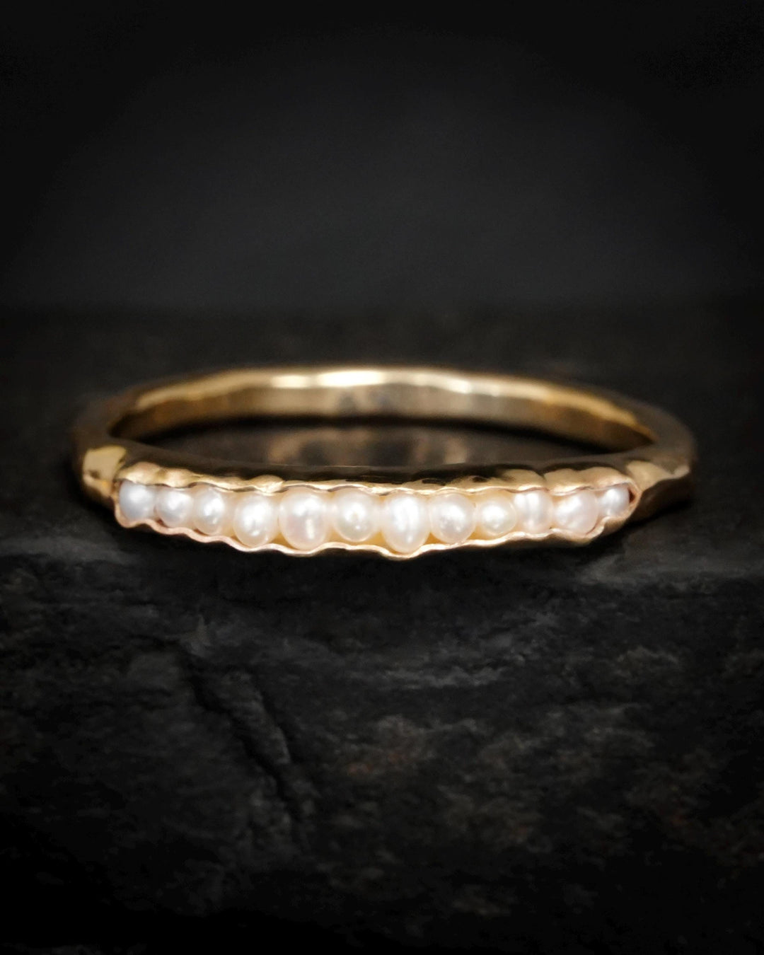 White Freshwater Pearl Gold Band