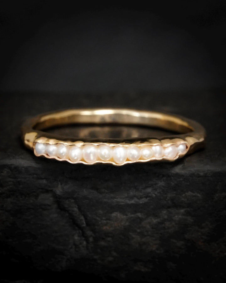 White Freshwater Pearl Gold Band