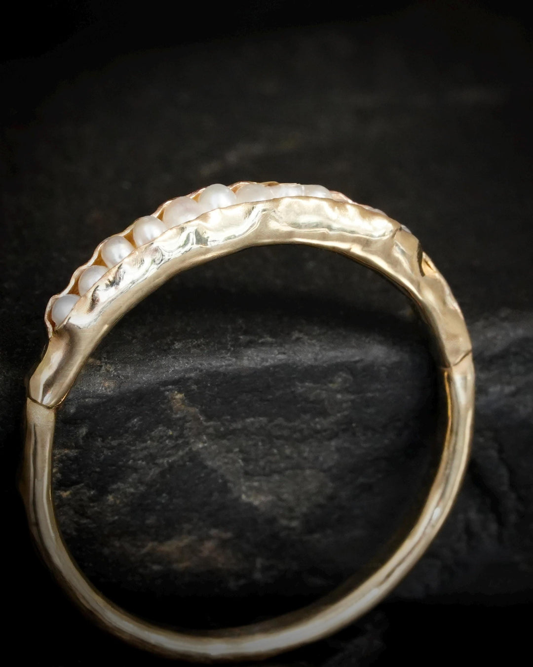 White Freshwater Pearl Gold Band