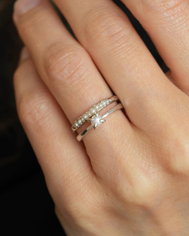 White Freshwater Pearl Gold Band