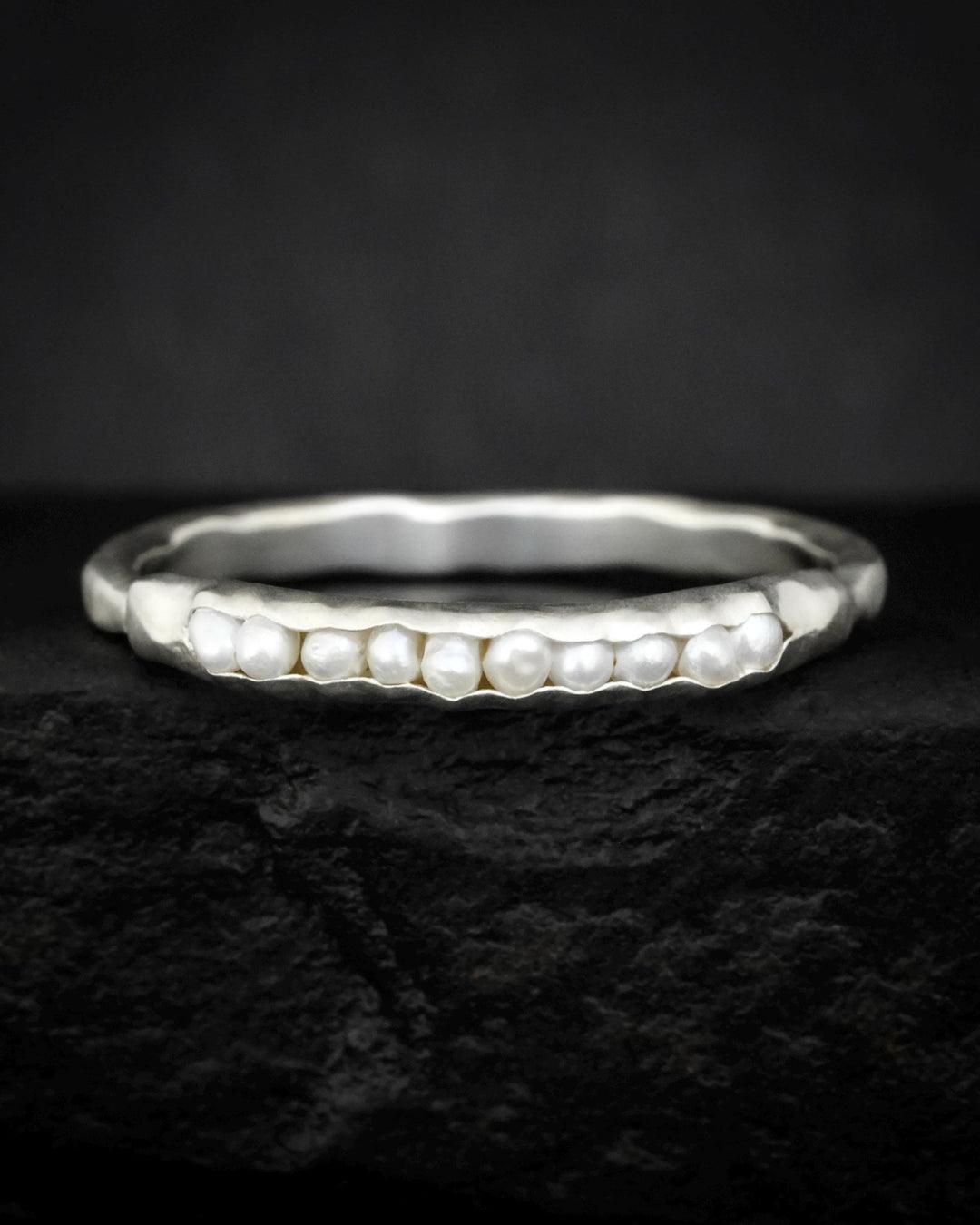 White Freshwater Pearl Gold Band
