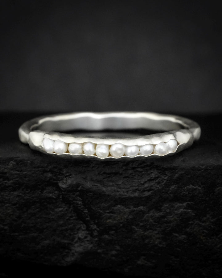 White Freshwater Pearl Gold Band