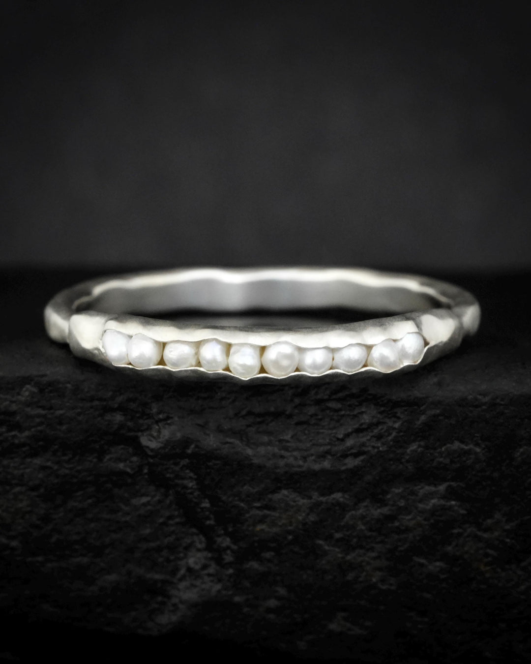 White Freshwater Pearl Gold Band
