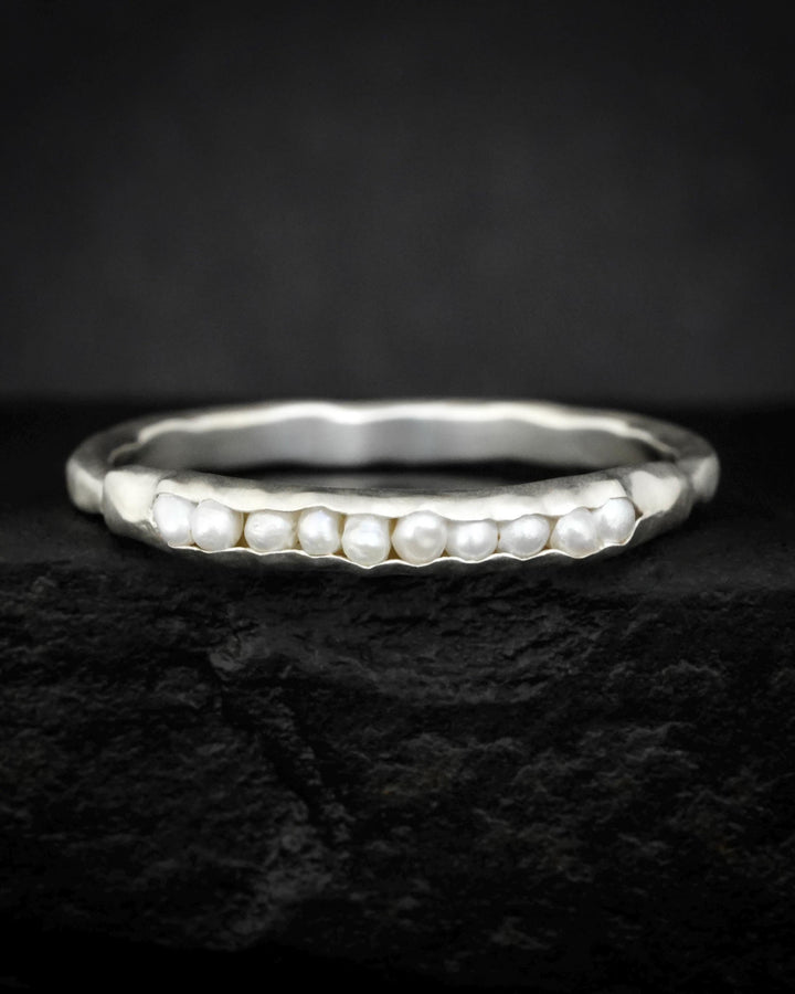 White Freshwater Pearl Gold Band