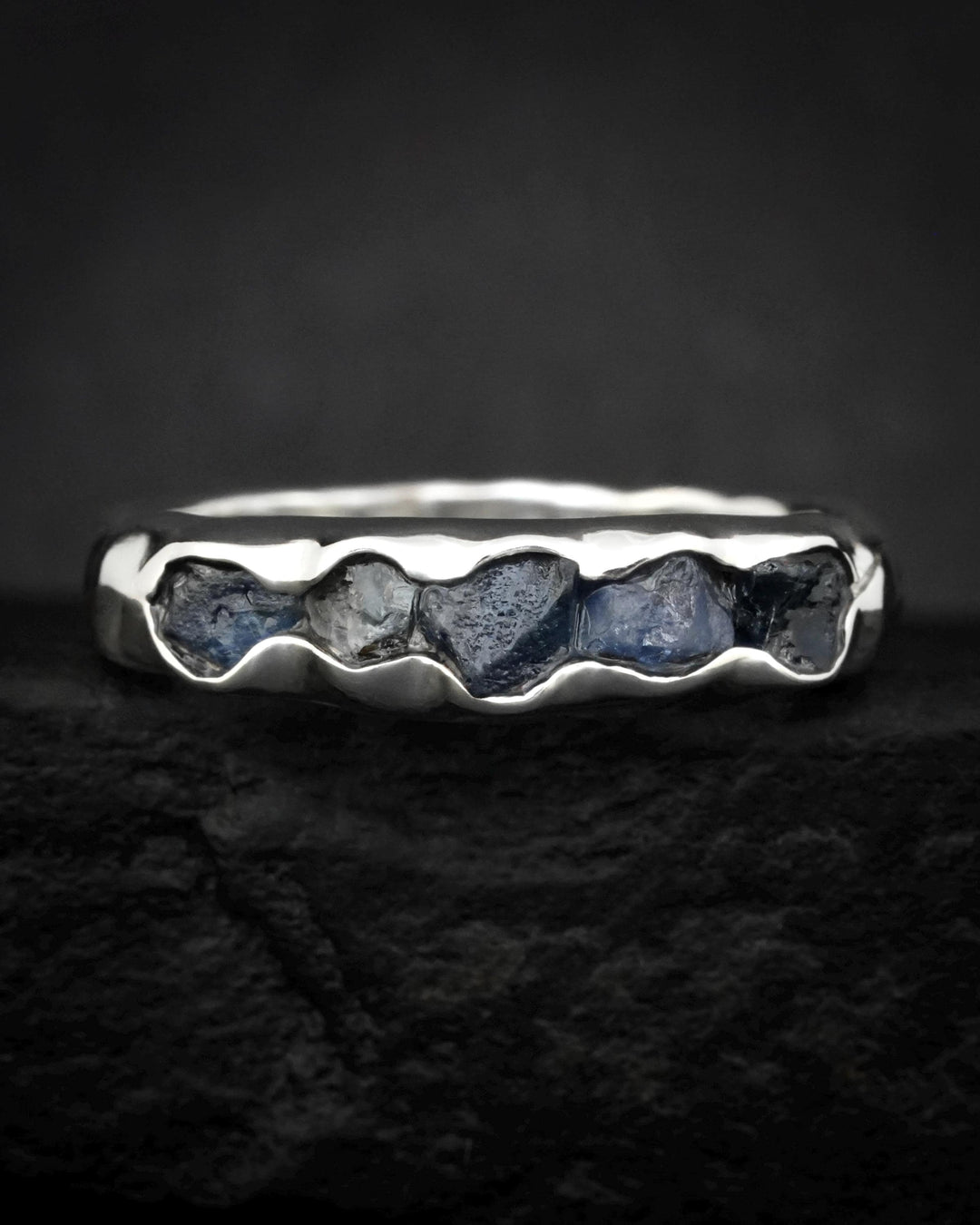 Bulky Raw Blue Sapphire Band
