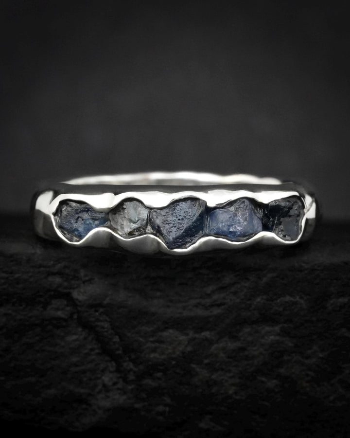 Bulky Raw Blue Sapphire Band