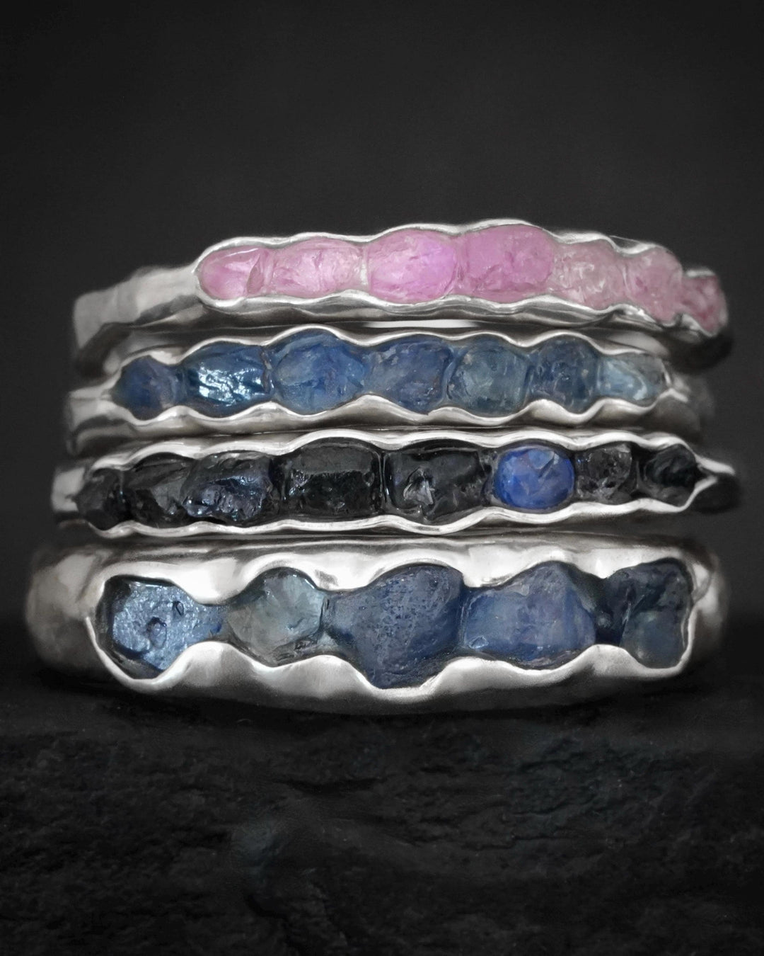 Bulky Raw Blue Sapphire Band