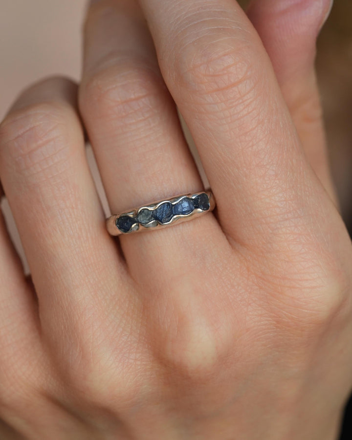 Bulky Raw Blue Sapphire Band