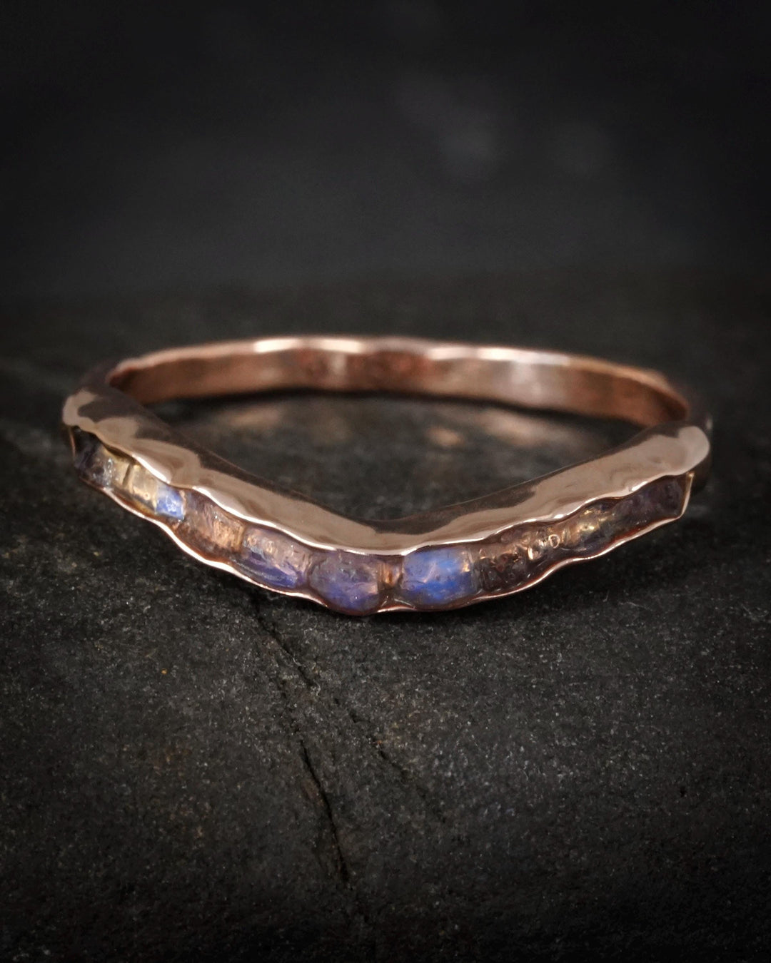 Raw Rainbow Moonstone Wave Ring