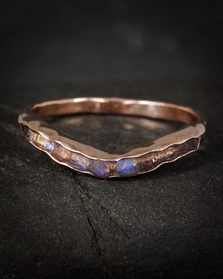 Raw Rainbow Moonstone Wave Ring