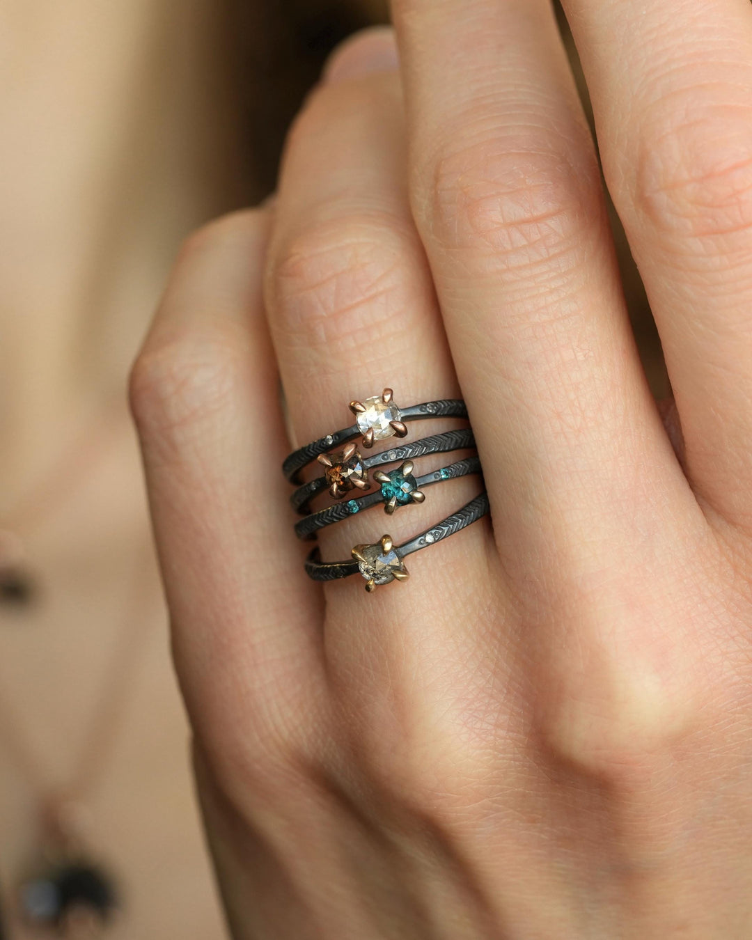 Round Blue Diamond Ring