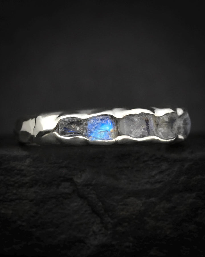 Bulky Raw Rainbow Moonstone Ring