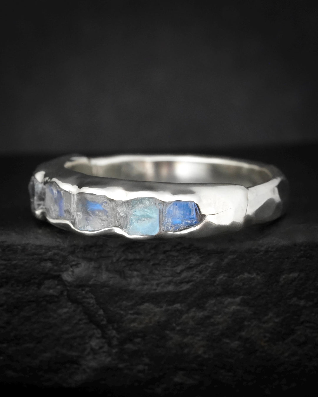 Bulky Raw Rainbow Moonstone Ring