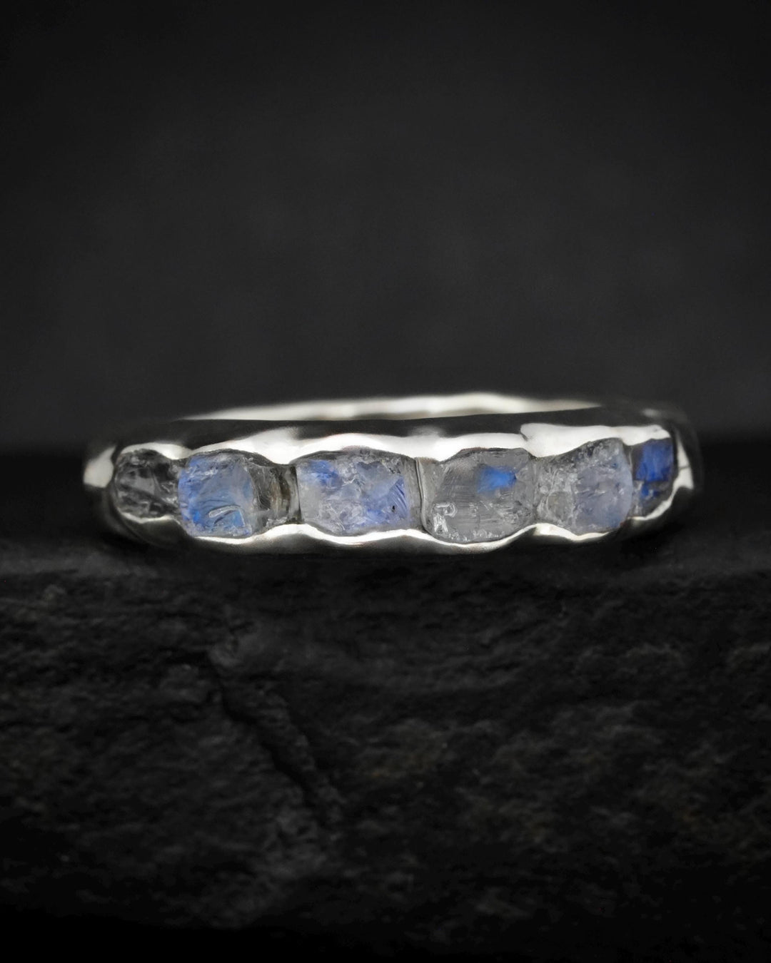 Bulky Raw Rainbow Moonstone Ring
