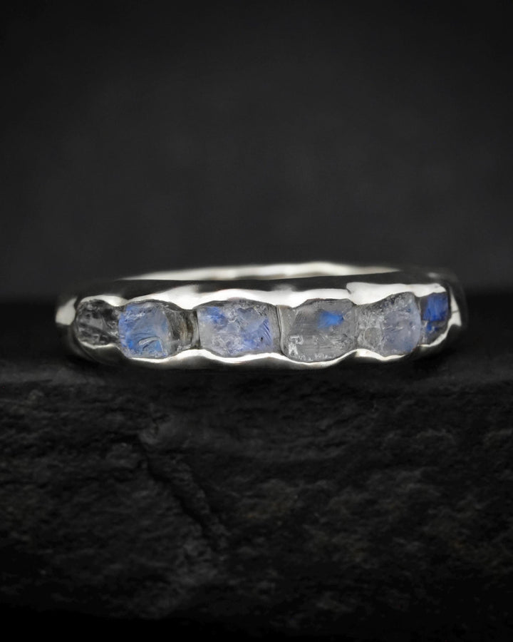 Bulky Raw Rainbow Moonstone Ring