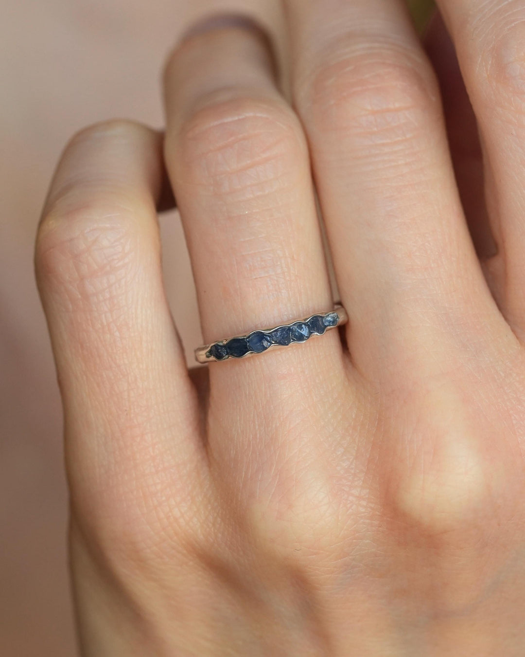 Raw Pale Blue Sapphire Ring